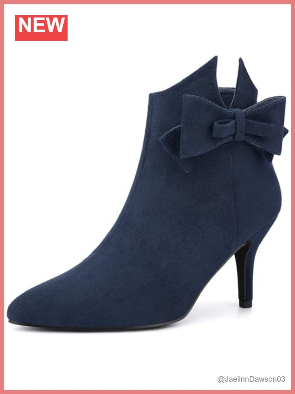 Faux Suede Pointed Toe Bow Stiletto Heel Ankle Boots Side Zipper
